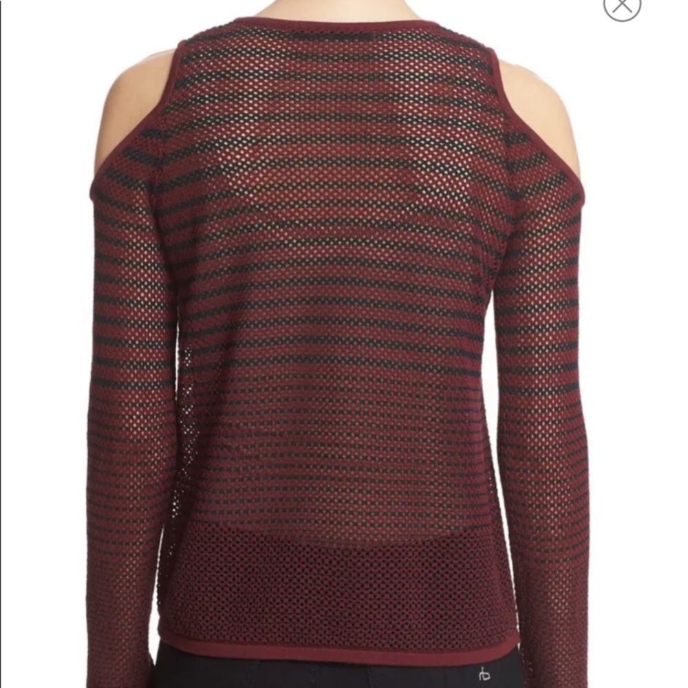 Rag & Bone Quinn Stripe Cold Shoulder Net Top - image 3